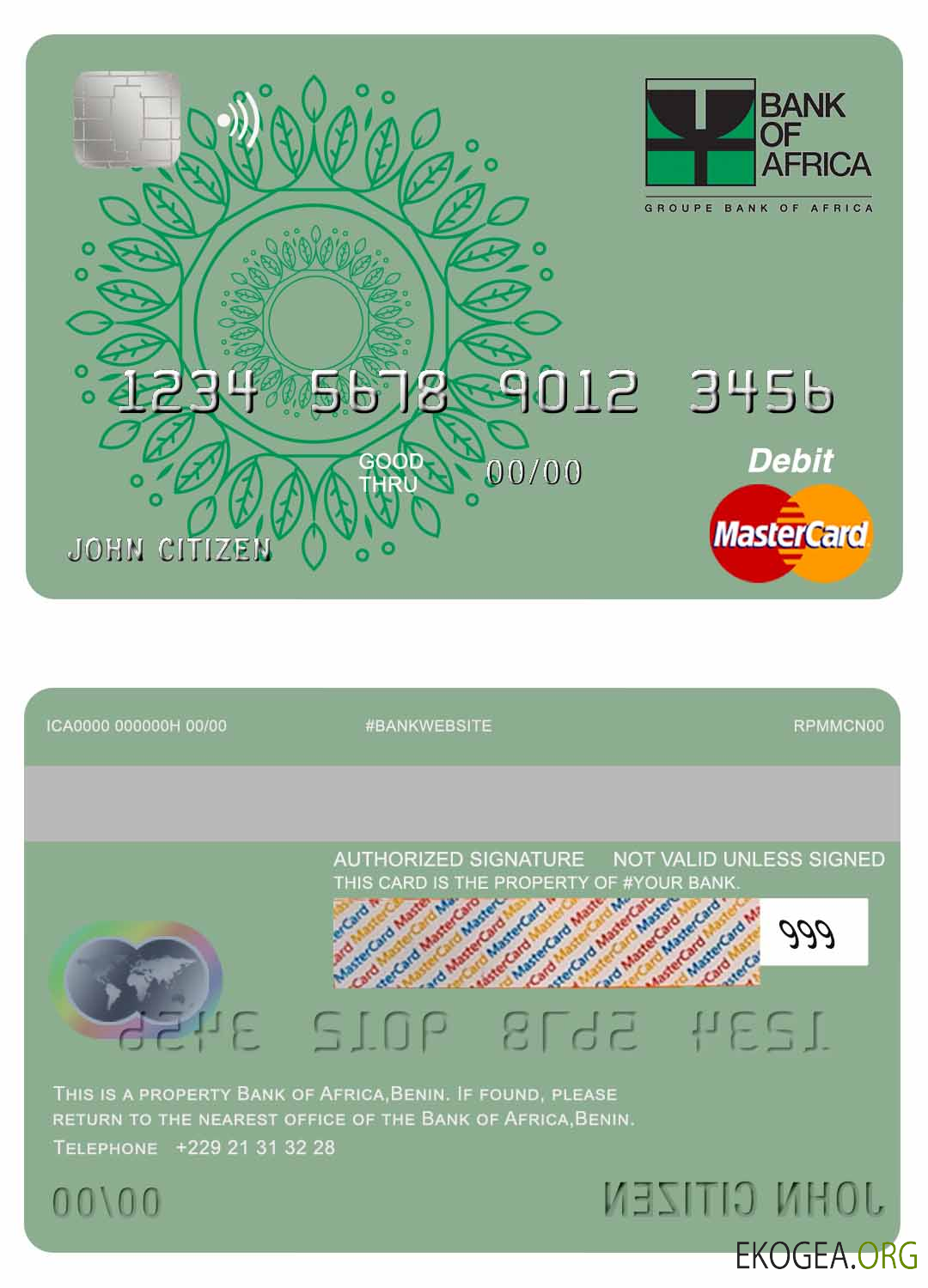 Carte Mastercard de la Banque d'Afrique du Bénin